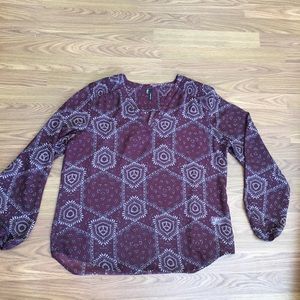 Maurices Maroon Print Blouse